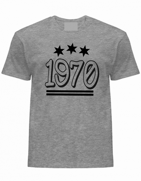 T-Shirt 1970 grau-schwarz-sterne, günstig kaufen